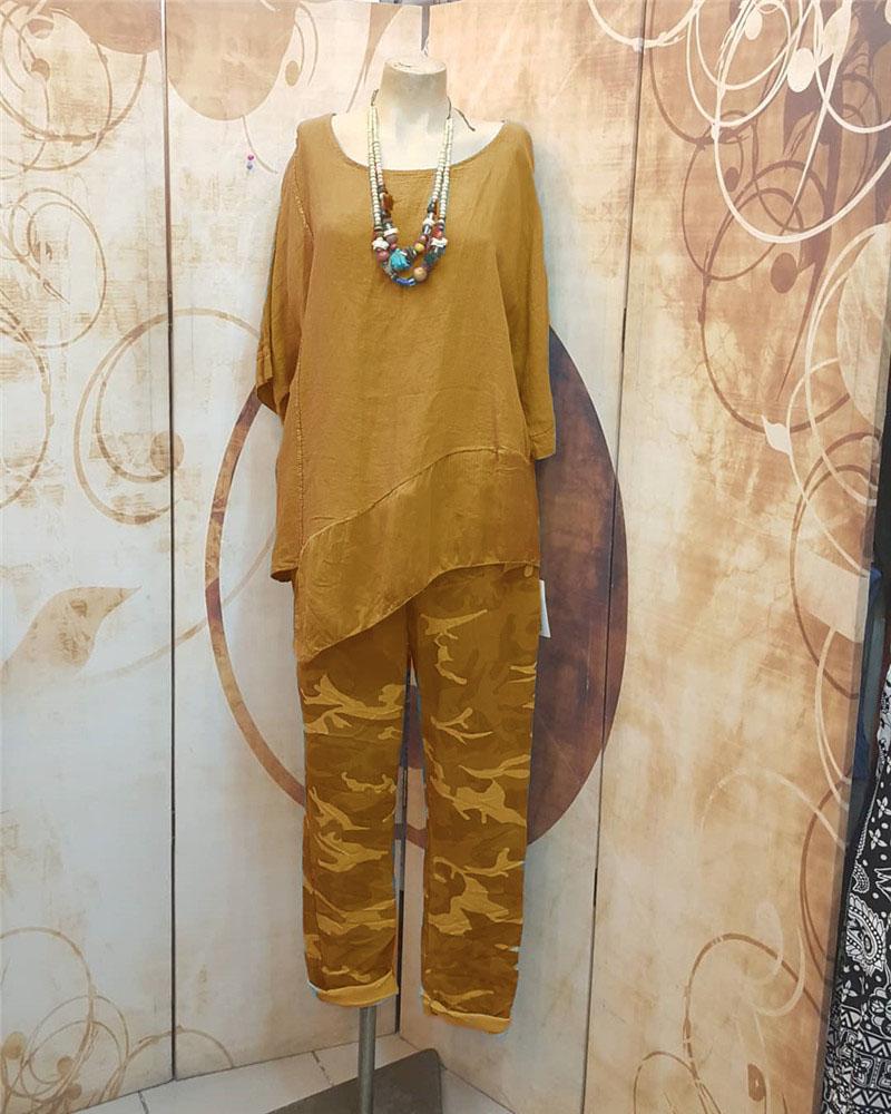 Ladies Round Neck Causal Two Piece Suit-S.fashion