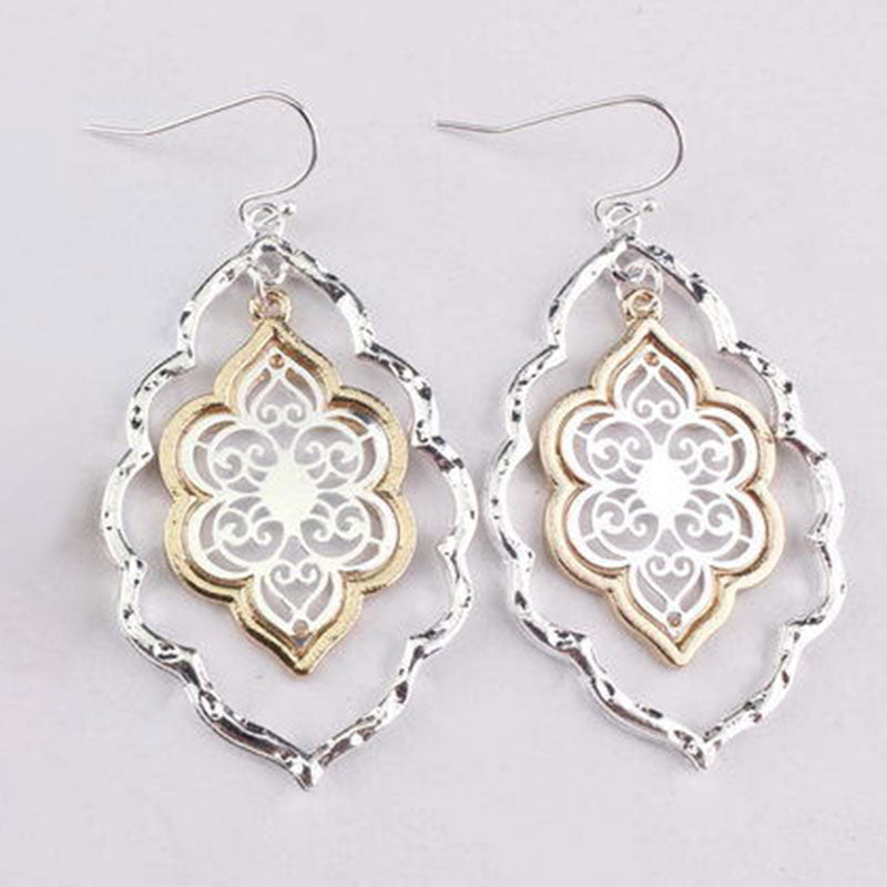 Cutout Flower Design Glamorous Drop-shaped Earrings-S.fashion