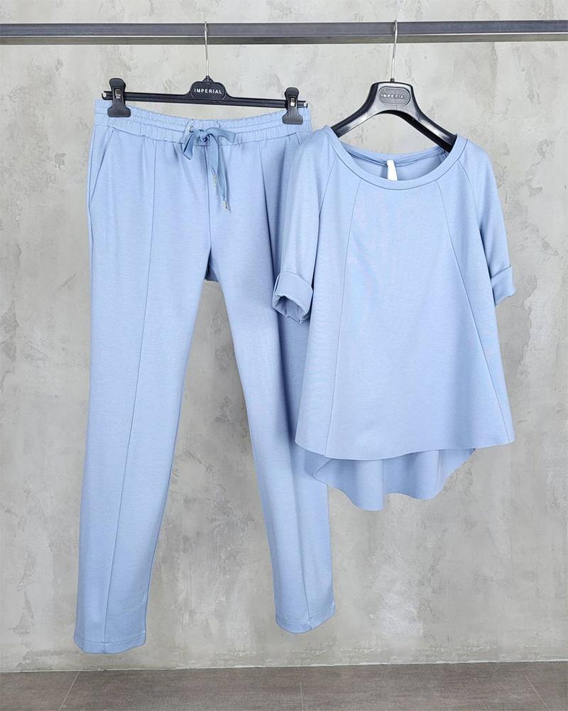 Solid Color Casual Two-piece Suit-S.fashion