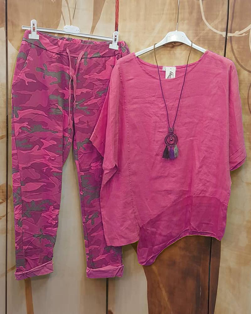 Women's Camouflage Print Casual Two-piece Suits-S.fashion