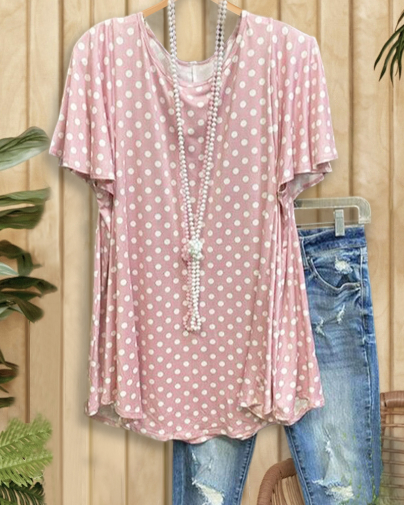 Casual Polka Dot Print T-shirt-S.fashion