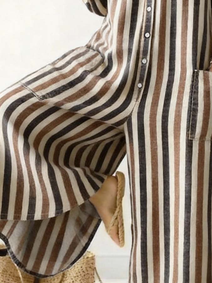 Women'S Casual Striped Color-Block Printed Jumpsuit-S.fashion