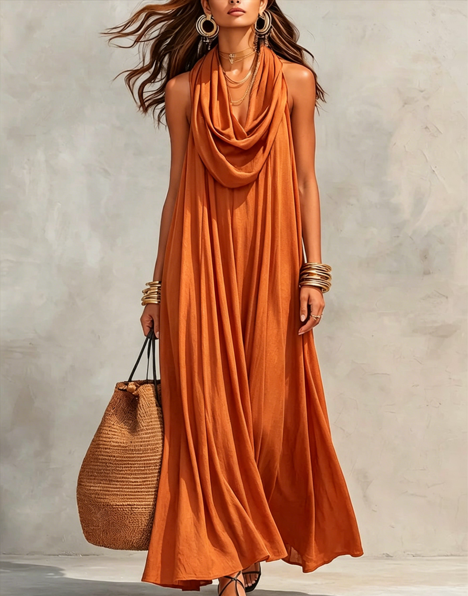 Women's Flowy Swing-collar Casual Dress