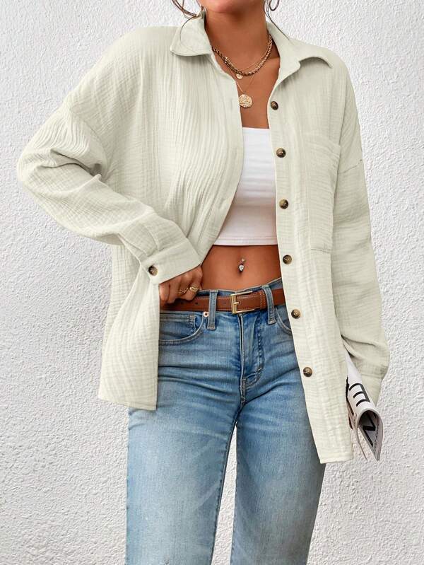  Women's Soft Button Down Cotton-linen Shirt