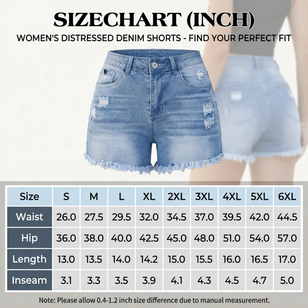 Women's Casual Jeans Shorts Retro Washed and Frayed Design（ Athletic Stretch Jeans ）