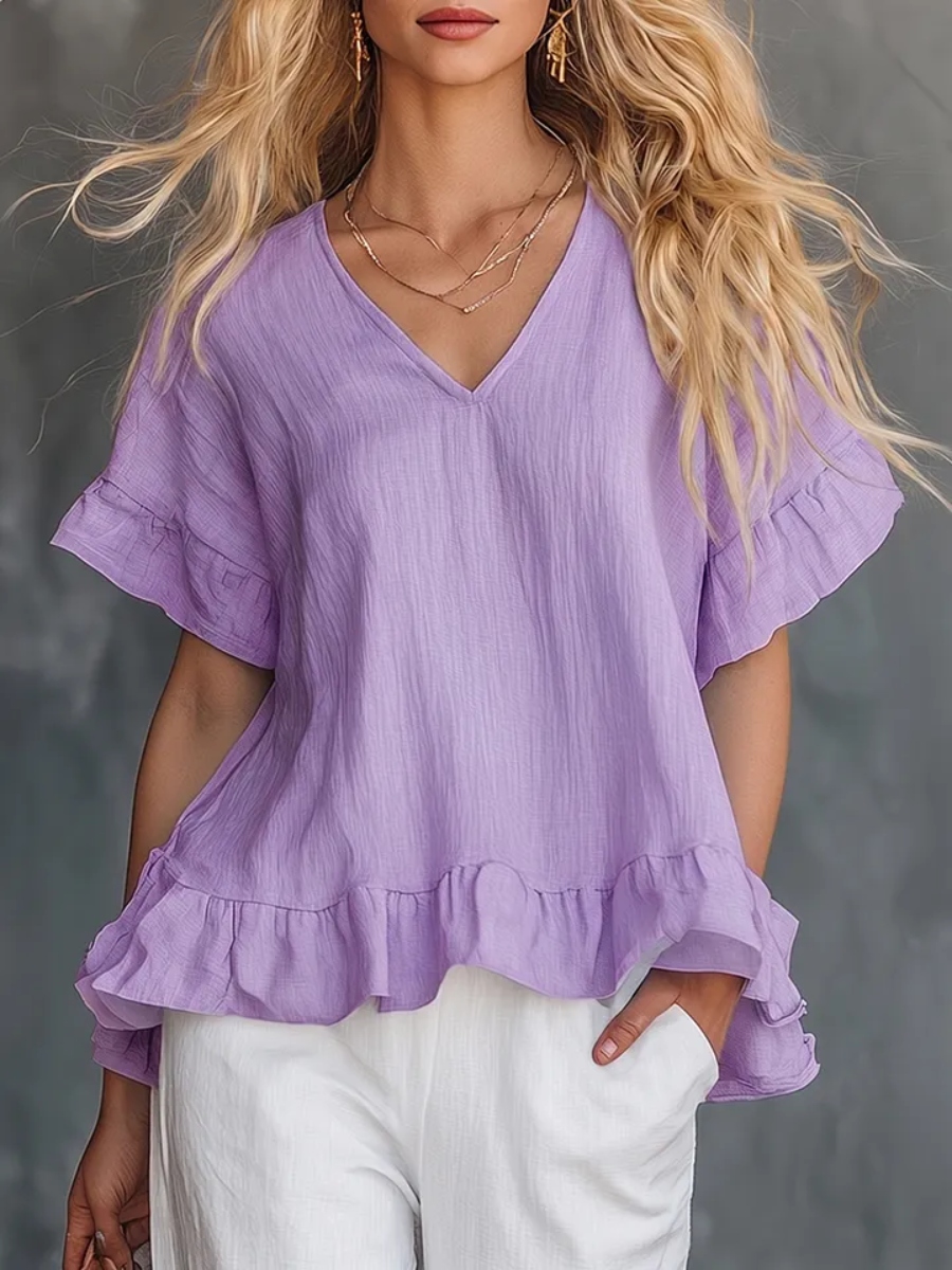 NEW ARRIVALS🔥 Women's Cozy Ruffled Cotton Shirt Top