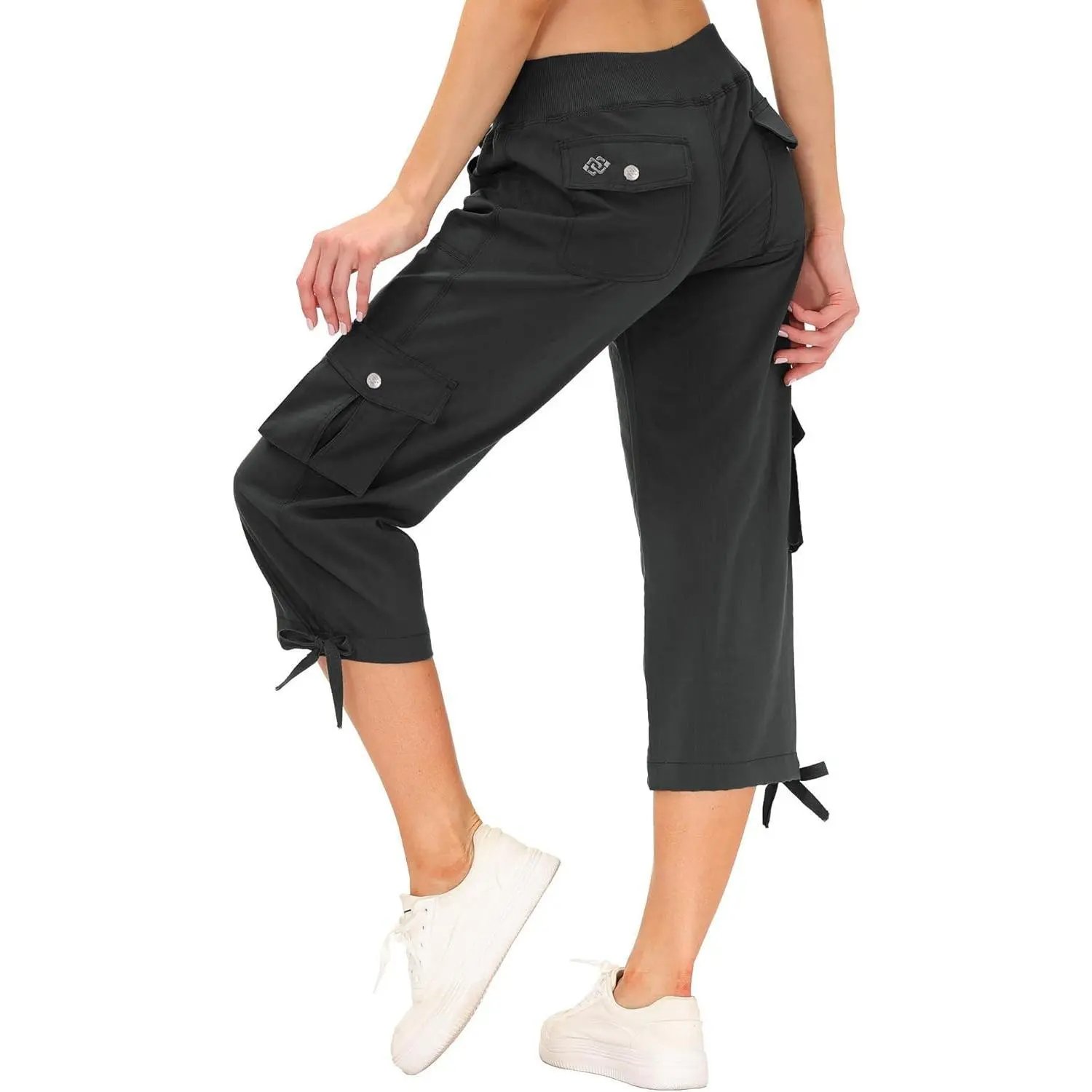 Women's Cargo Capris Hiking Pants Lightweight Quick Dry Outdoor Athletic Travel Casual Loose Comfy Cute Pockets