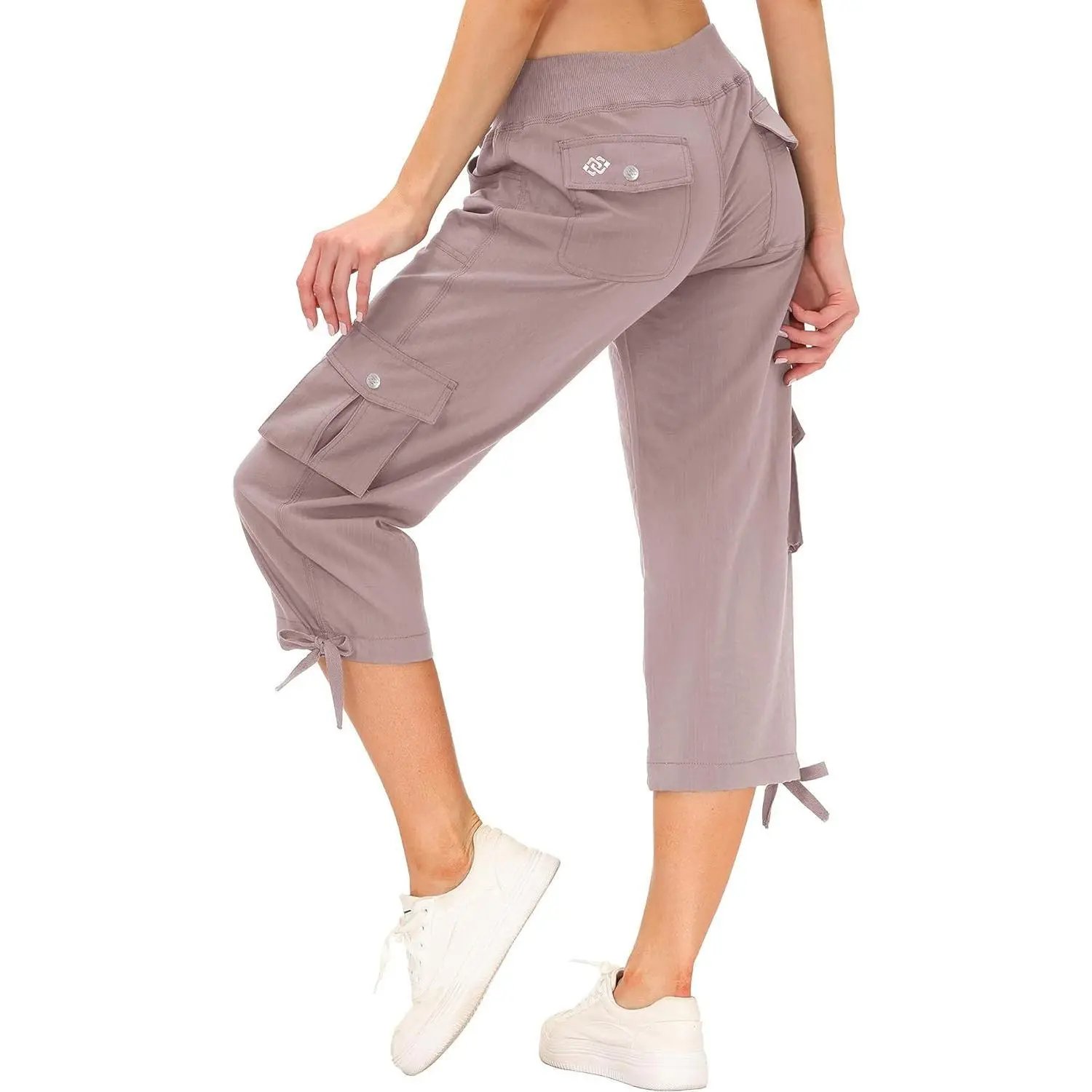 Women's Cargo Capris Hiking Pants Lightweight Quick Dry Outdoor Athletic Travel Casual Loose Comfy Cute Pockets