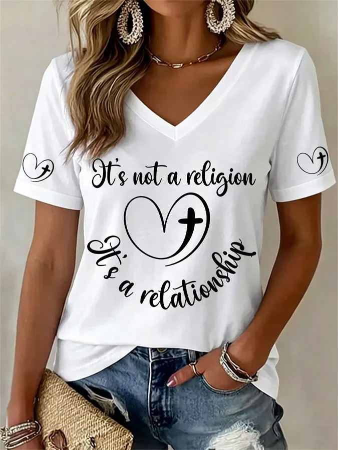 Women's Faith Cross V-neck T-shirt