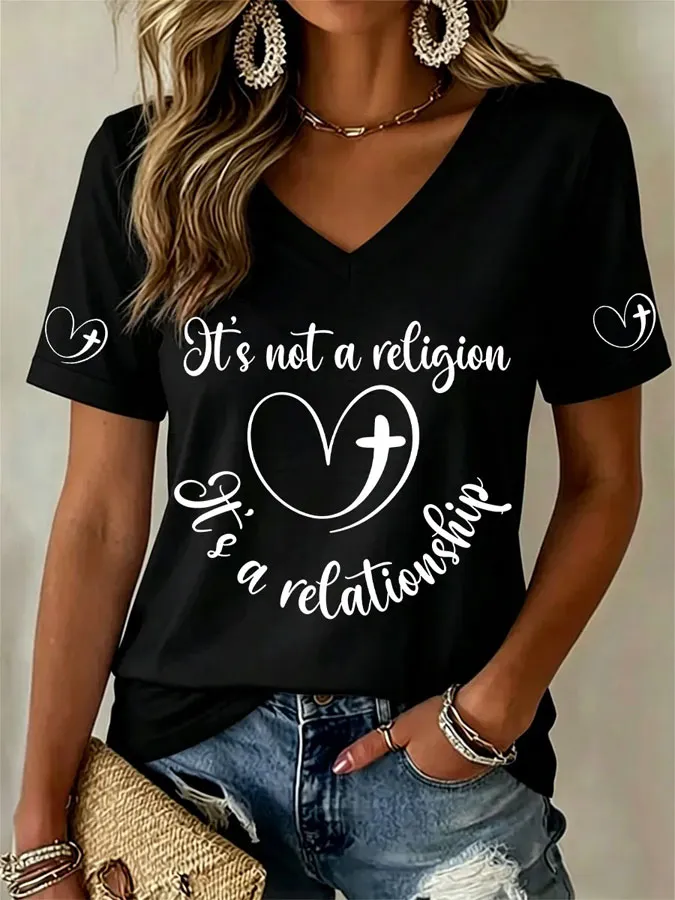 Women's Faith Cross V-neck T-shirt
