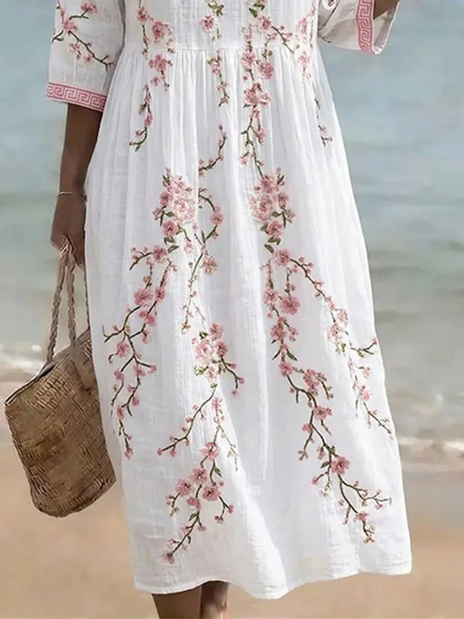 Women's Casual Cotton Linen Dress
