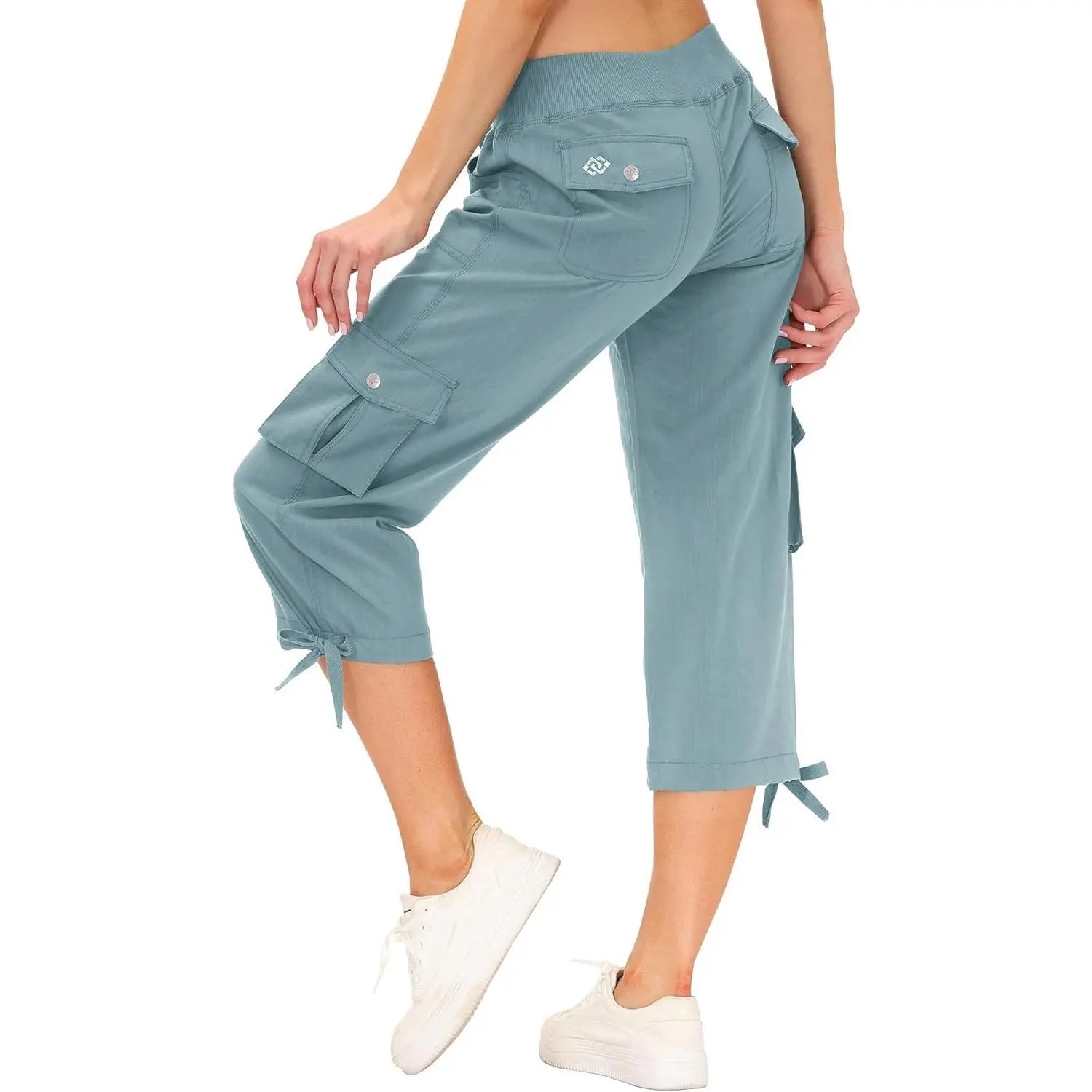 Women's Cargo Capris Hiking Pants Lightweight Quick Dry Outdoor Athletic Travel Casual Loose Comfy Cute Pockets