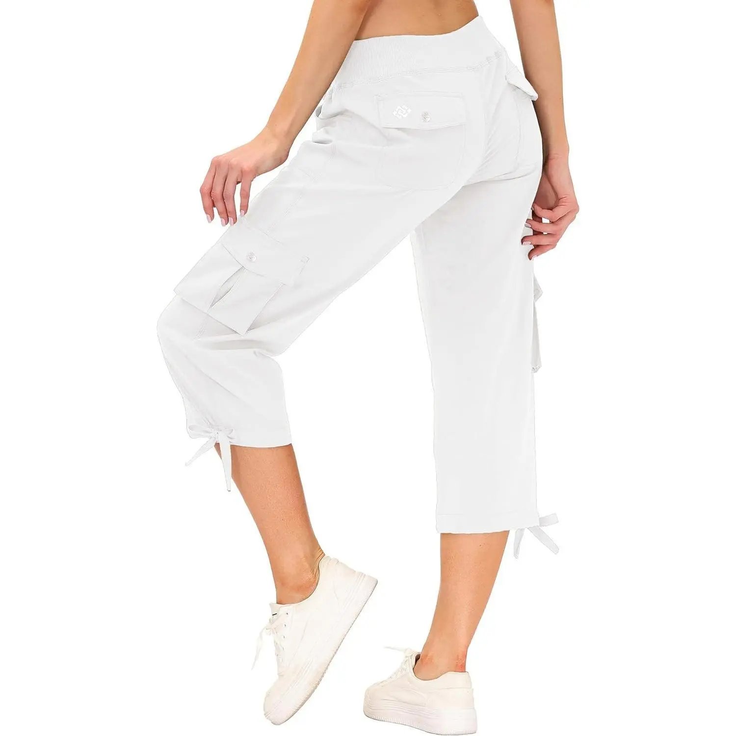 Women's Cargo Capris Hiking Pants Lightweight Quick Dry Outdoor Athletic Travel Casual Loose Comfy Cute Pockets
