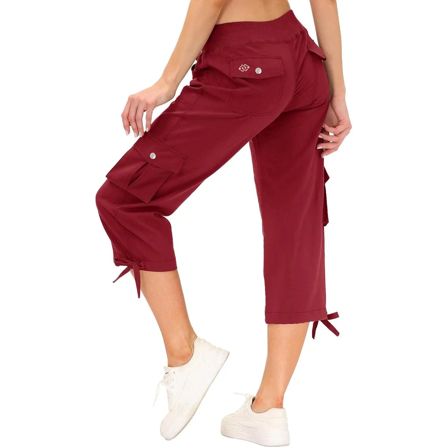 Women's Cargo Capris Hiking Pants Lightweight Quick Dry Outdoor Athletic Travel Casual Loose Comfy Cute Pockets