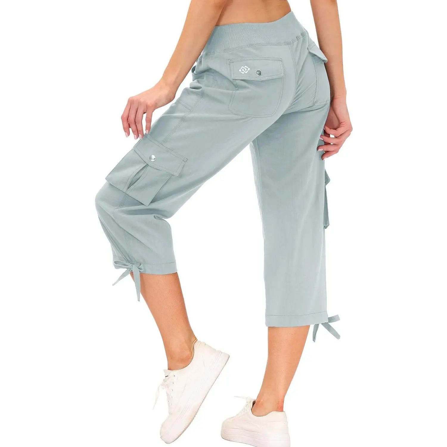 Women's Cargo Capris Hiking Pants Lightweight Quick Dry Outdoor Athletic Travel Casual Loose Comfy Cute Pockets
