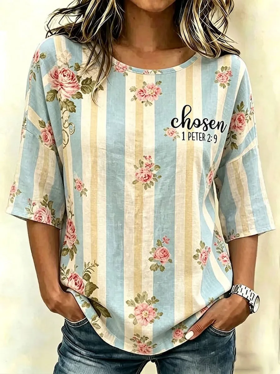 Women's Faith Art Christian Mom Print Shirt
