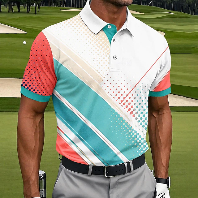 Men's Geometric Golf Sports Polo Shirts 