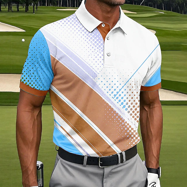 Men's Geometric Golf Sports Polo Shirts 