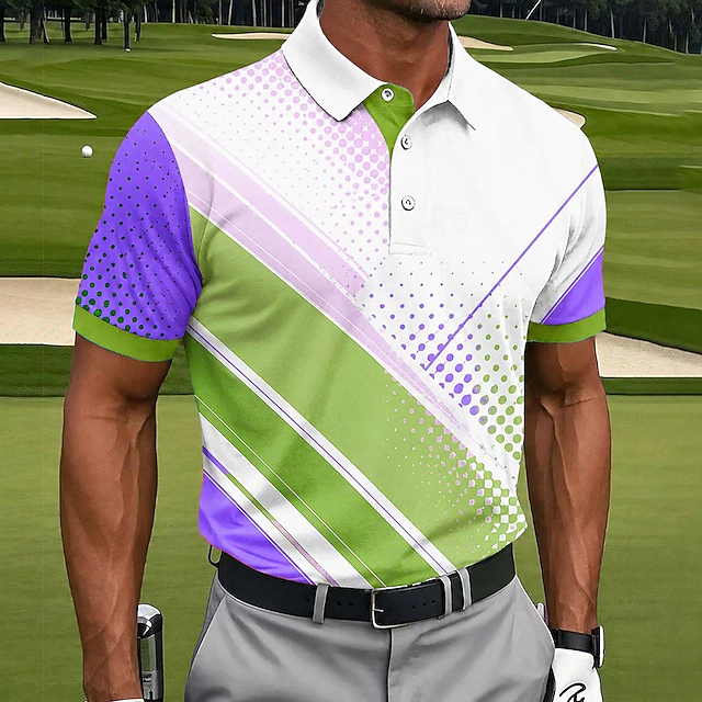 Men's Geometric Golf Sports Polo Shirts 