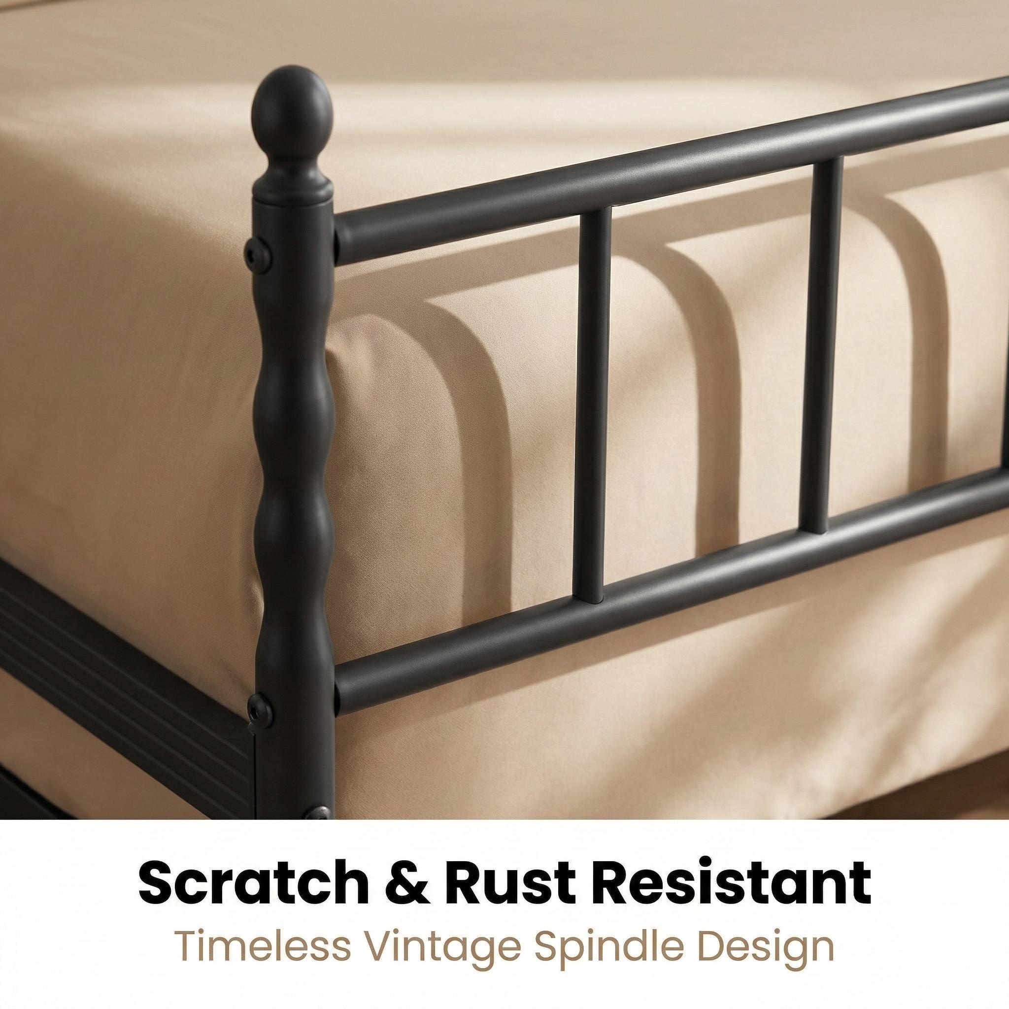 Bedsunus Classic Metal Platform Bed Frame with Headboard and Footboard, Heavy Duty Steel Mattress Foundation, No Box Spring Needed