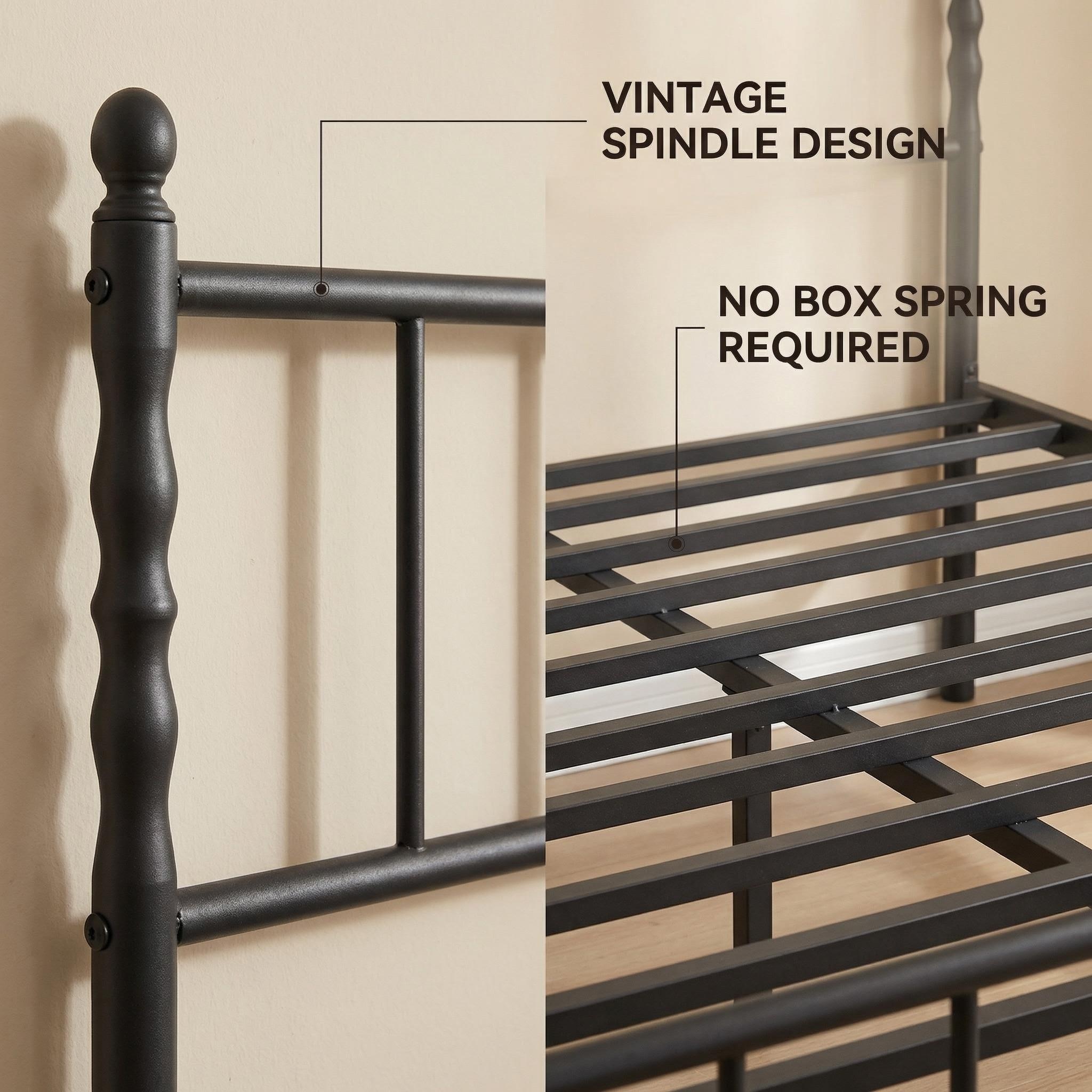 Bedsunus Classic Metal Platform Bed Frame with Headboard and Footboard, Heavy Duty Steel Mattress Foundation, No Box Spring Needed