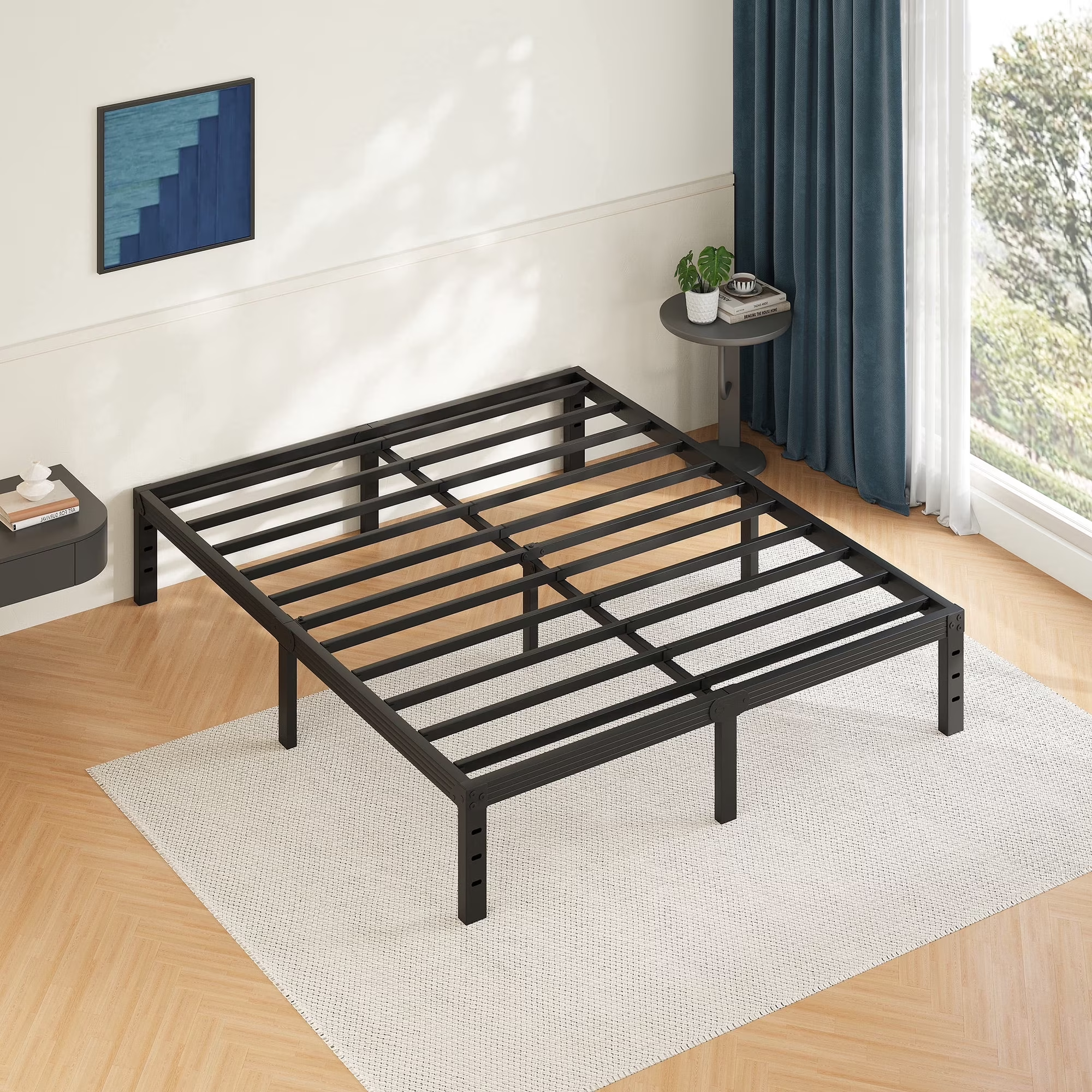 FSCHOS 14 Inch Bed Frame, Heavy Duty Metal Platform, No Box Spring Needed, Easy Assembly, Black