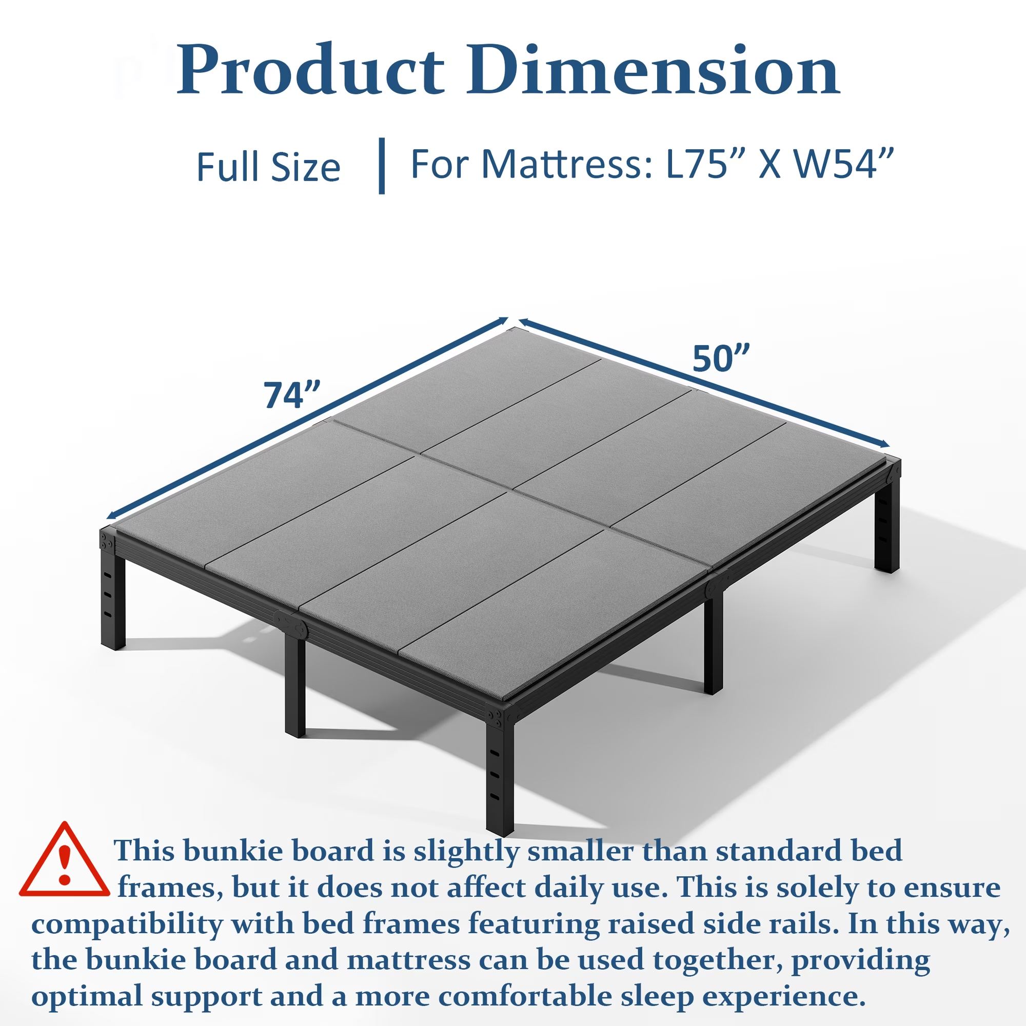 FSCHOS 8mm Bunkie Board, Bed Board for Under Mattress Support, Minimize Noise, Fully Assembled