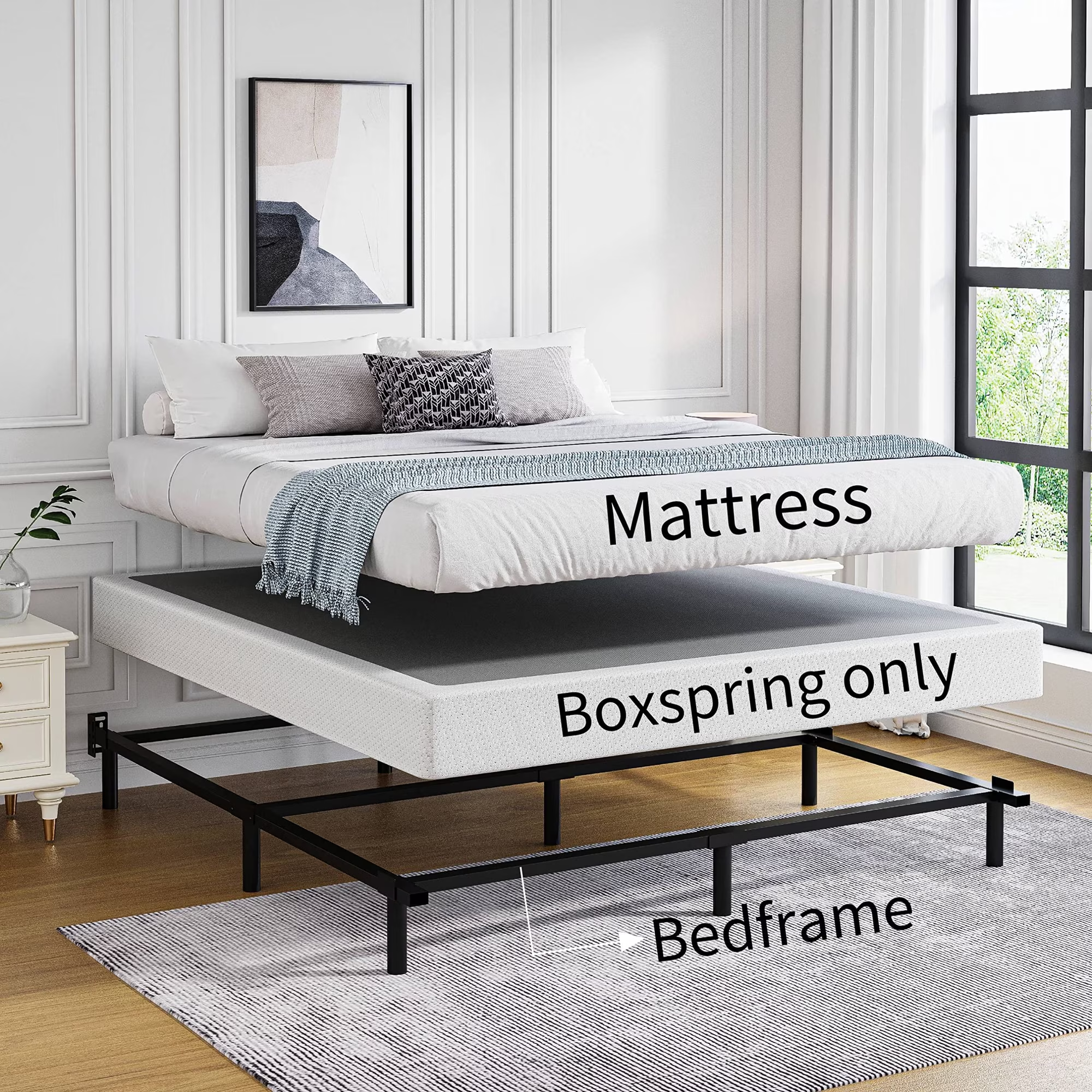 QFTIME 5" Metal Box Spring, Mattress Foundation, Heavy-Duty, Easy Assembly