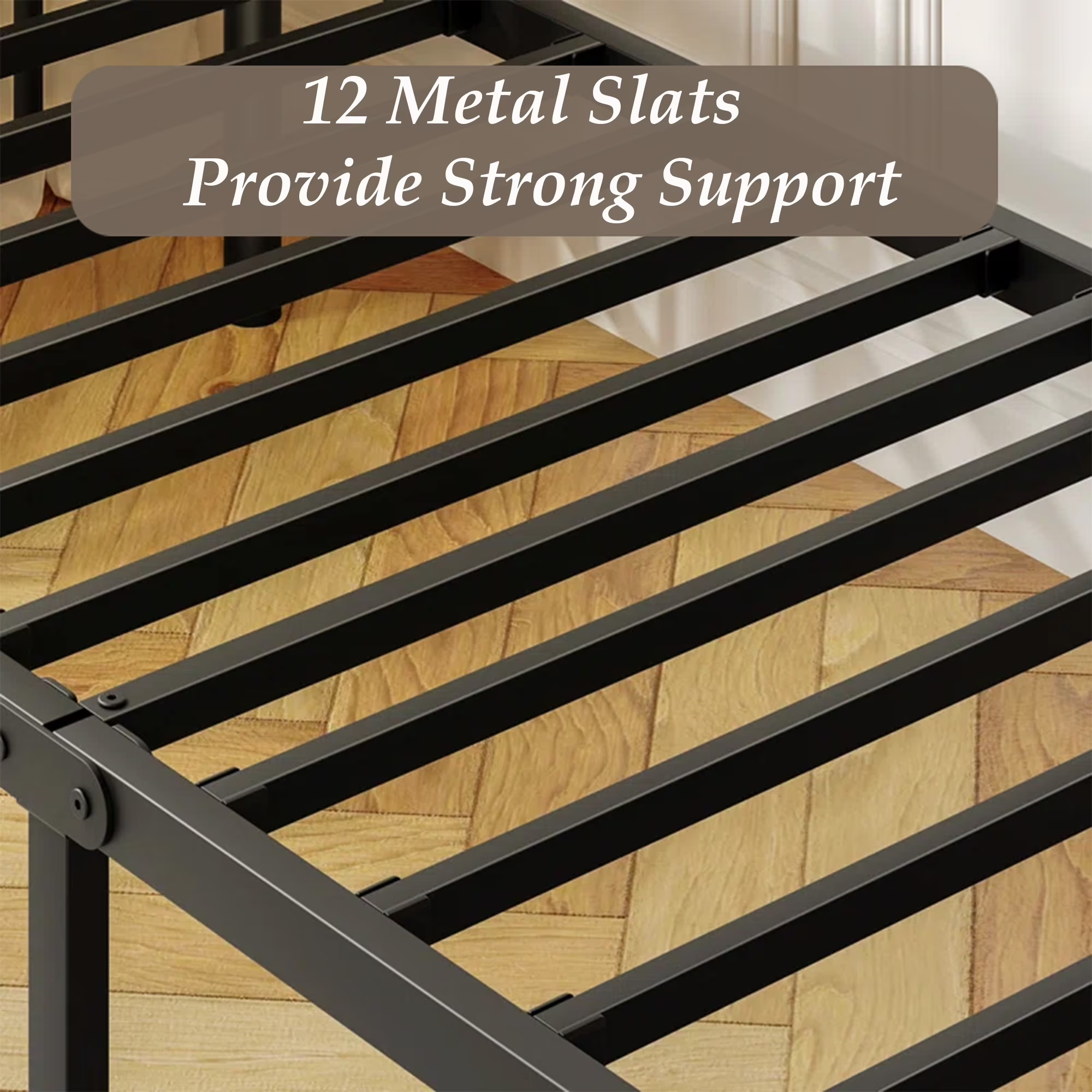 QFTIME 14 inch Twin Size Metal Daybed Frame, Metal Slats Support, Twin Sofa Bed Daybed Frame for Living Room