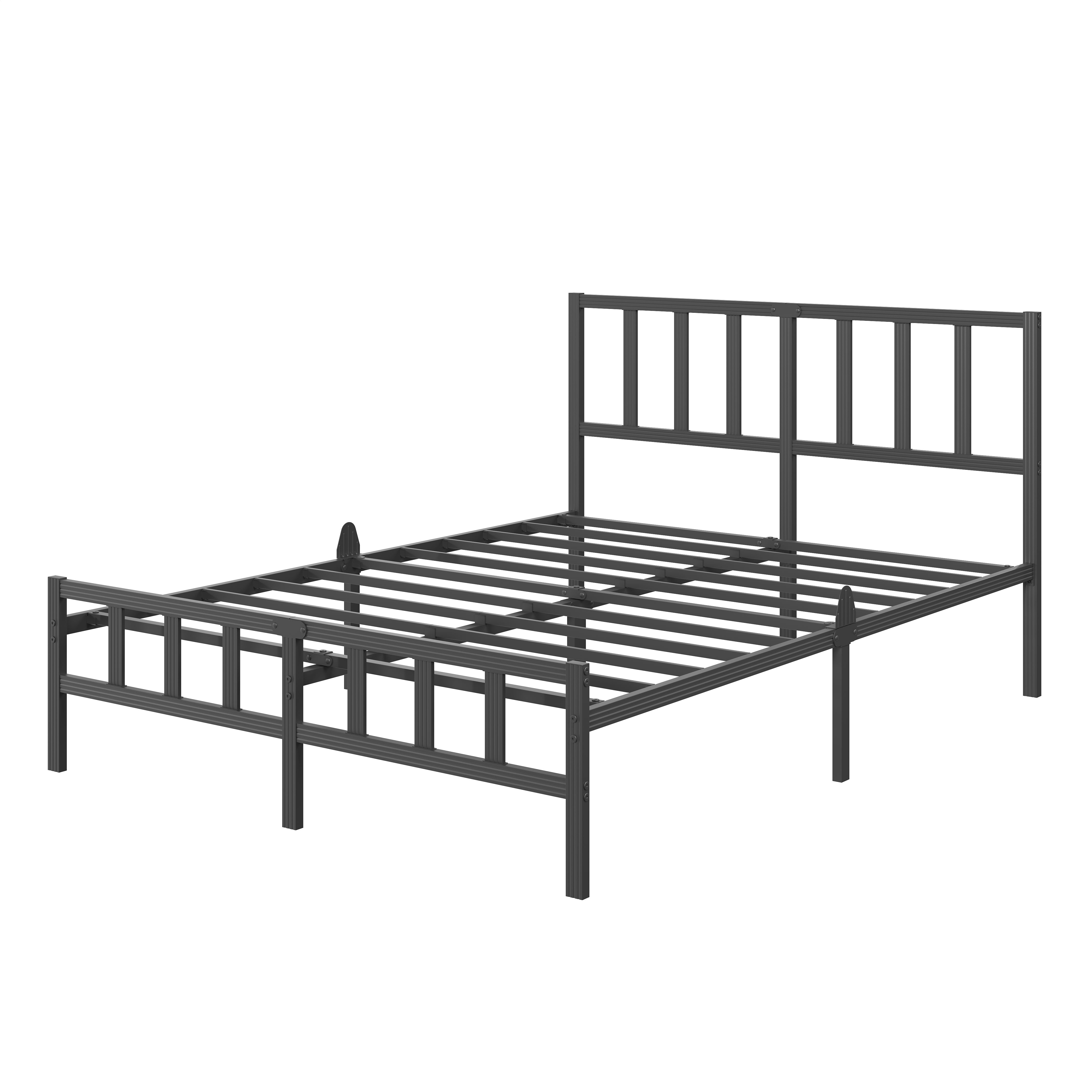Bedsnus 14 inch Solid Metal Bed Frame with Headboard and Footboard, Heavy Duty Metal Platform No Box Spring Needed, Easy Assembly, Black