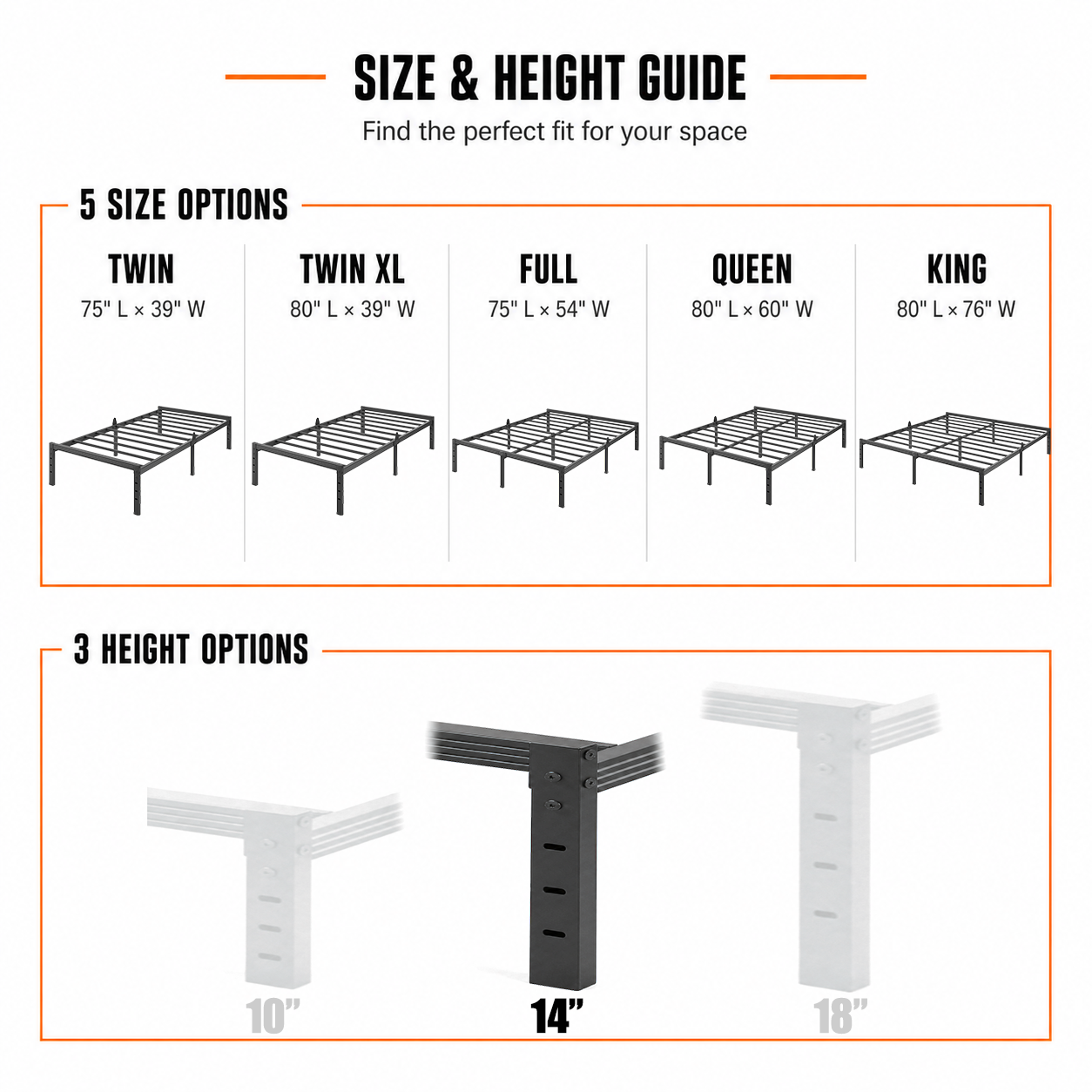 Bedsnus Bed Frame, Heavy Duty Metal Platform Bed Frame with Mattress Retainer Brackets, No Box Spring Needed, Black