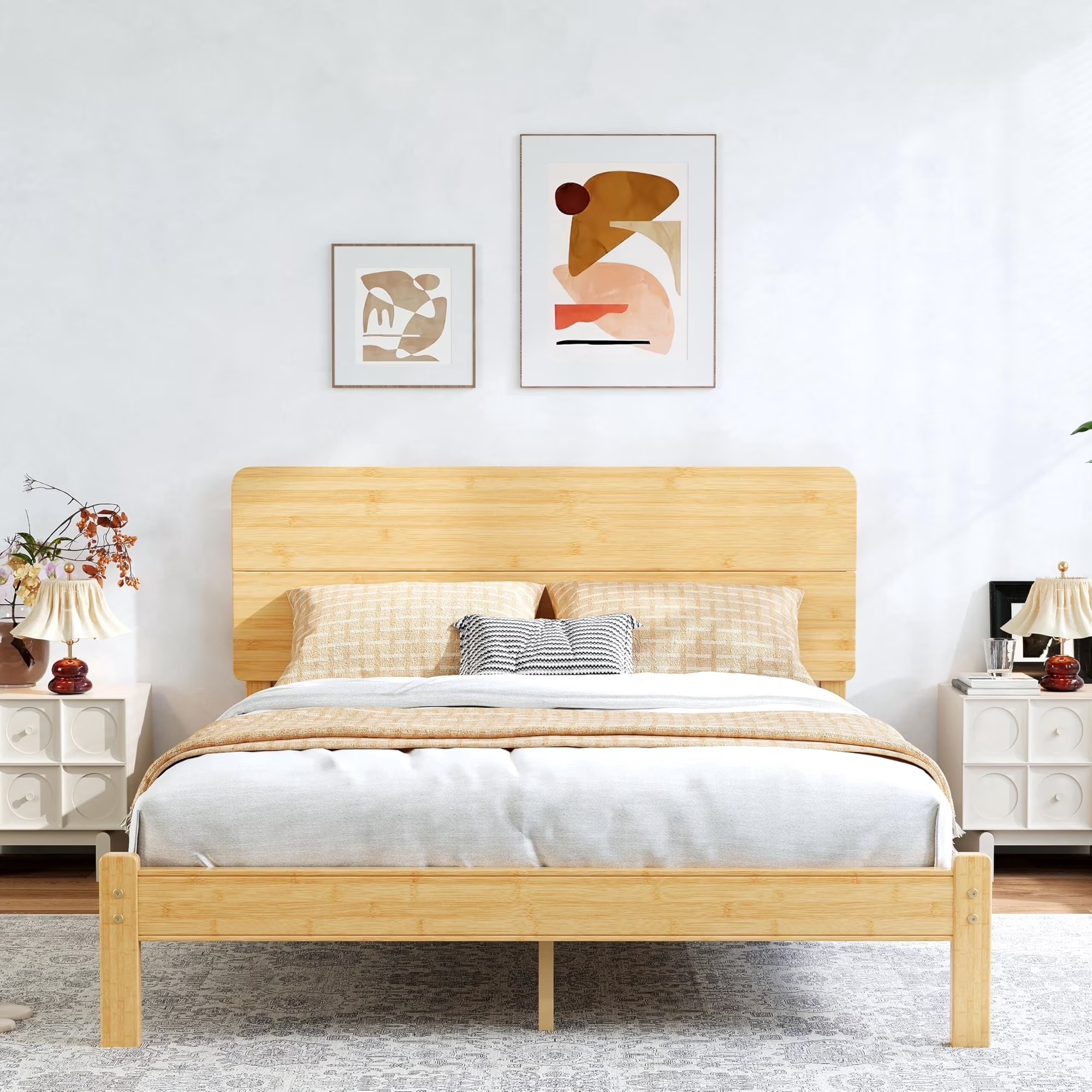 Bedsnus 12 inch Bamboo Bed Frame with Headboard