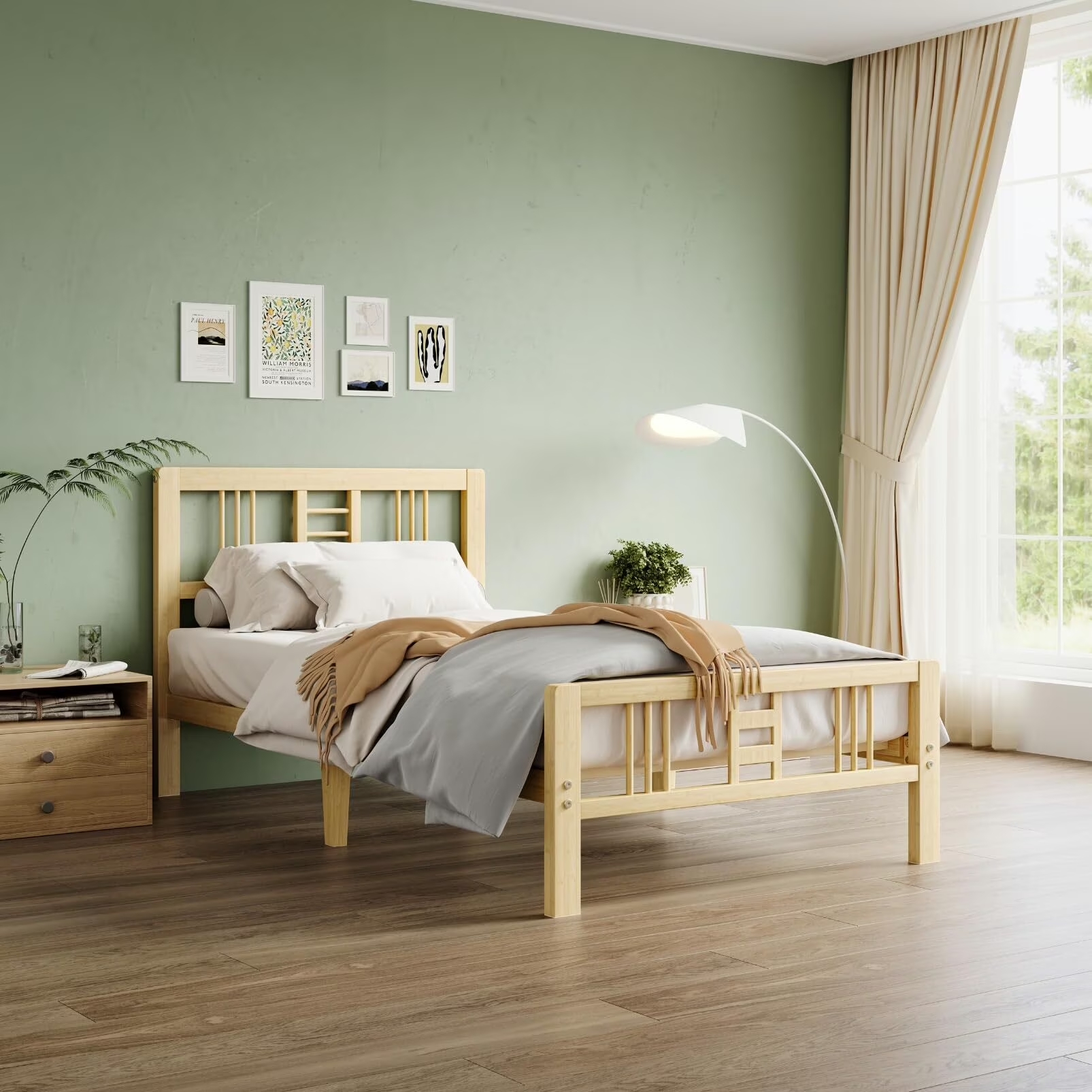 Bedsnus Solid Bamboo Platform Bed Frame with Headboard & Footboard, Sturdy Wood Mattress Foundation, Noise-Free, No Box Spring Needed