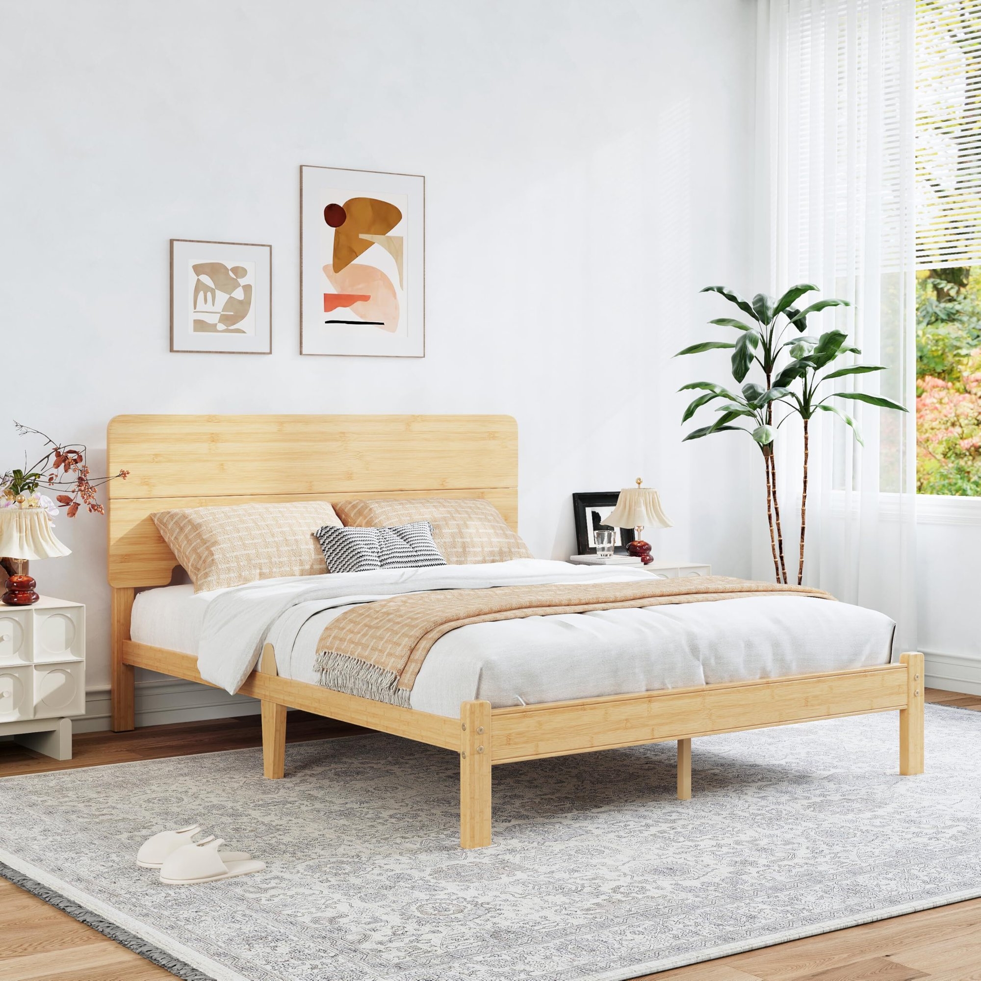 Bedsnus 12 inch Bamboo Bed Frame with Headboard