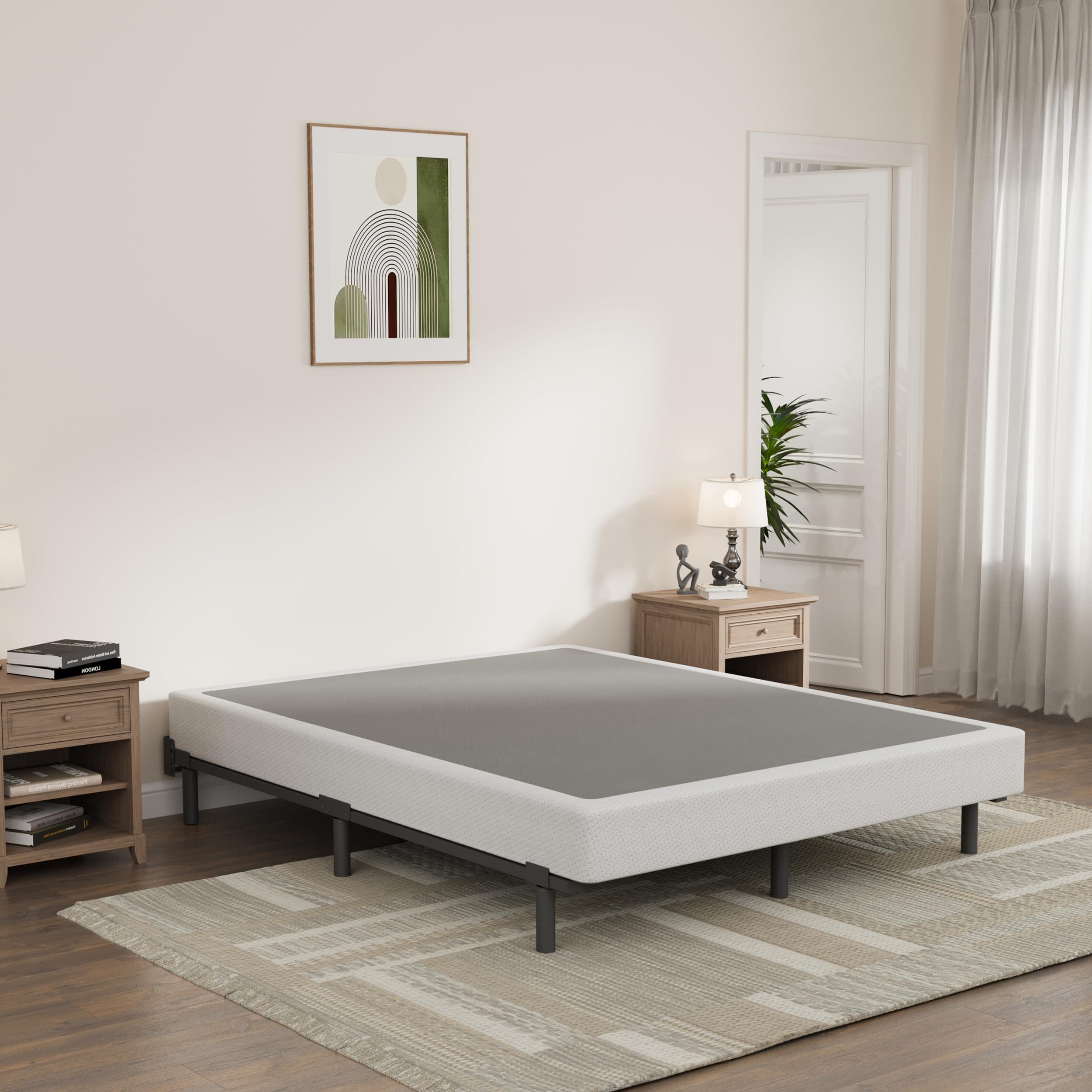 Bedsnus 9 Inch Heavy Duty Metal Box Spring, Mattress Foundation with Fabric Cover, Easy Assembly