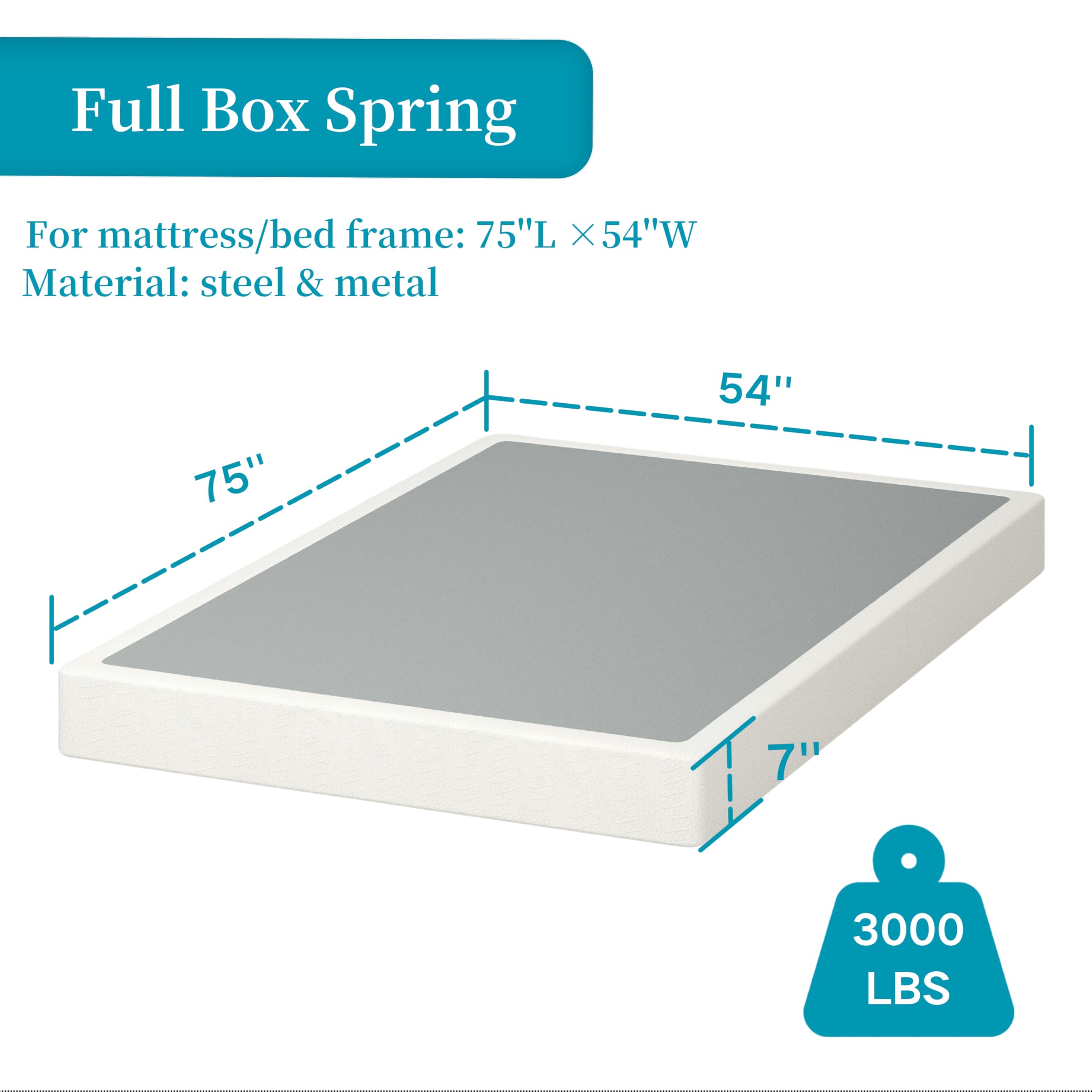 Bedsnus 5 Inch Heavy Duty Metal Box Spring, Mattress Foundation with Fabric Cover, Easy Assembly