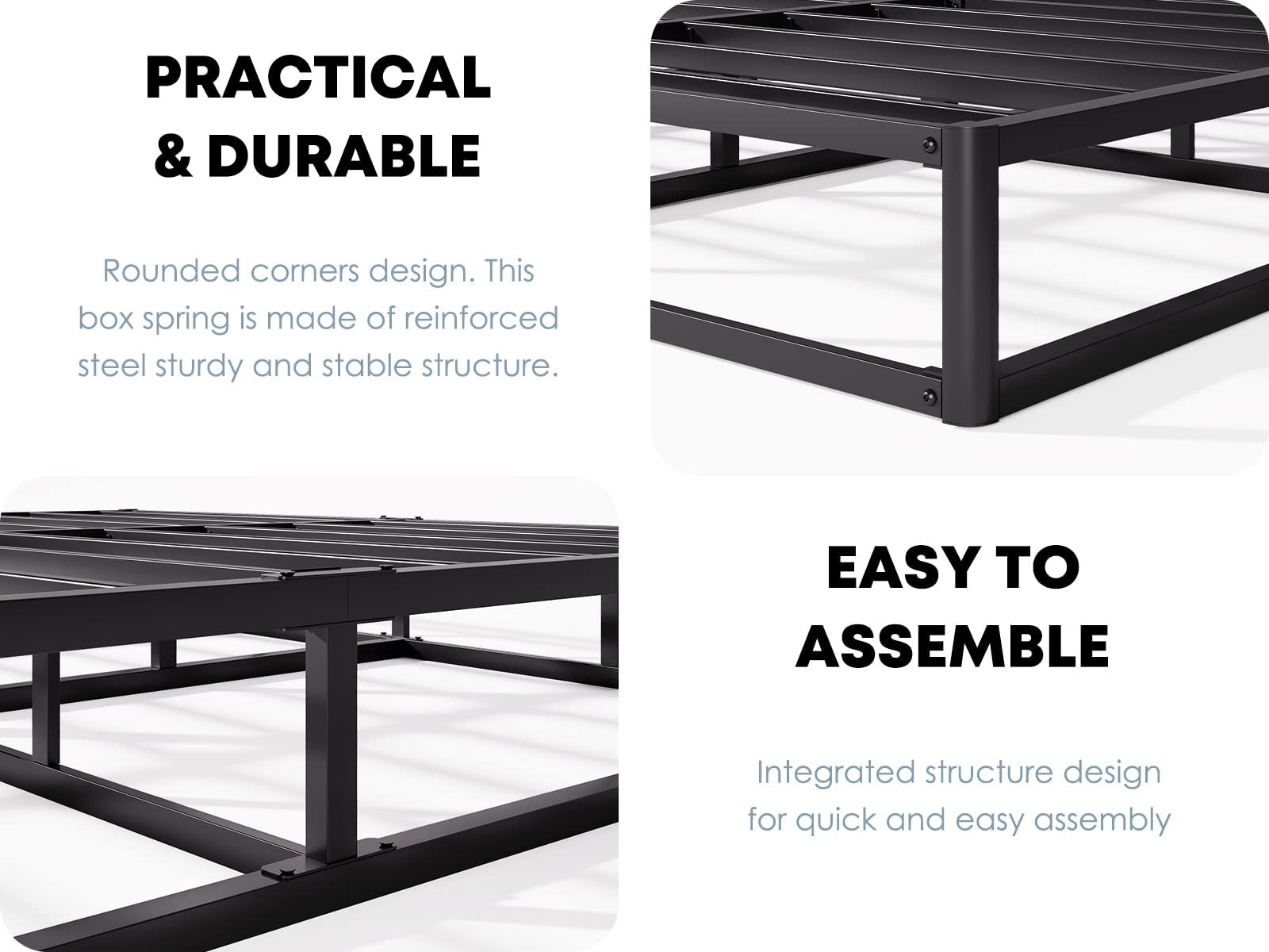 Bedsnus 5 Inch Heavy Duty Metal Box Spring, Mattress Foundation with Fabric Cover, Easy Assembly