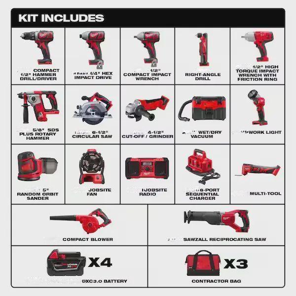 M18 18-Volt Lithium-Ion Cordless Combo Tool Kit (16-Tool)