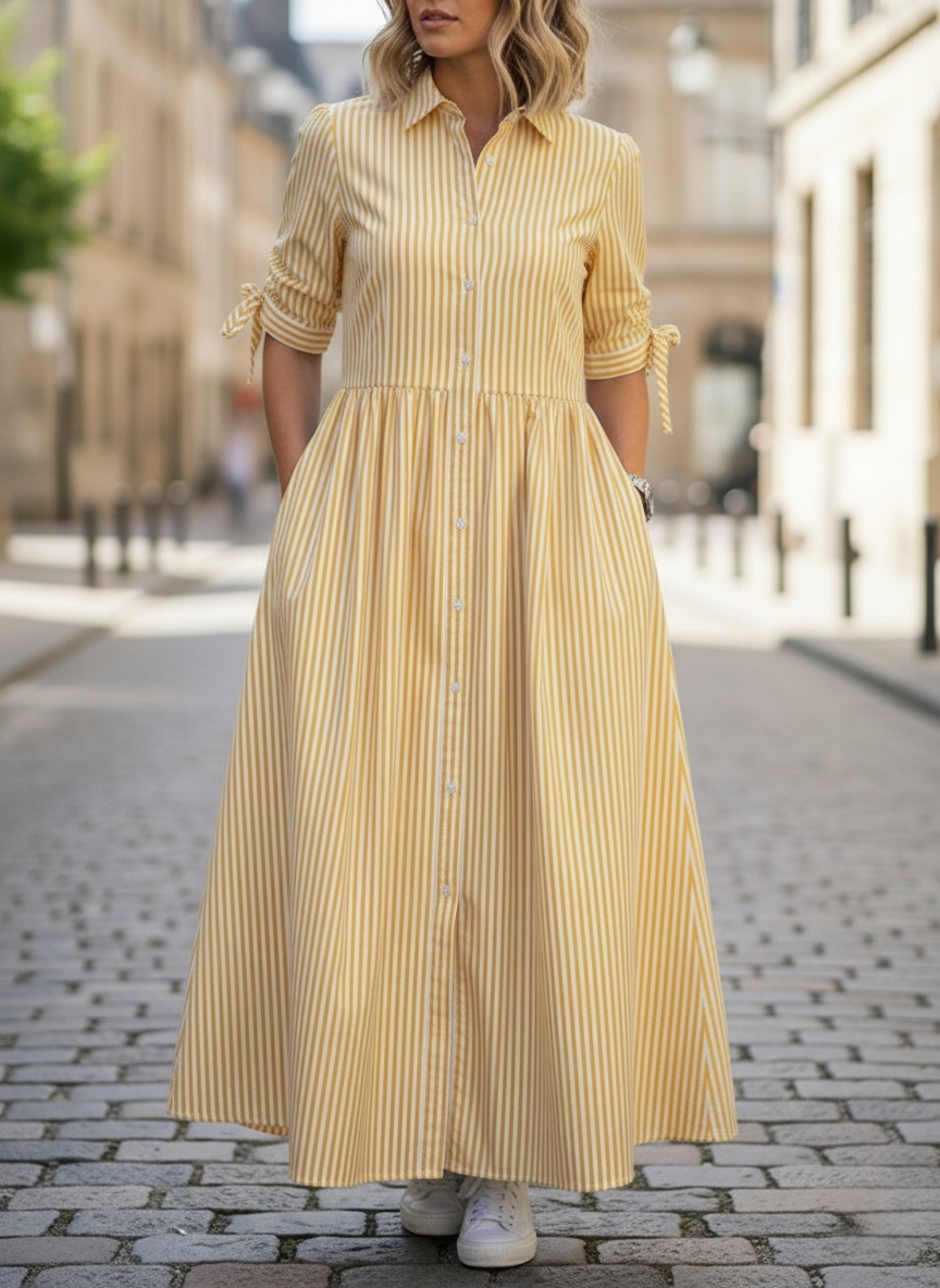 New Arrivals🔥Women’s Casual Striped Cotton Shirt Dress