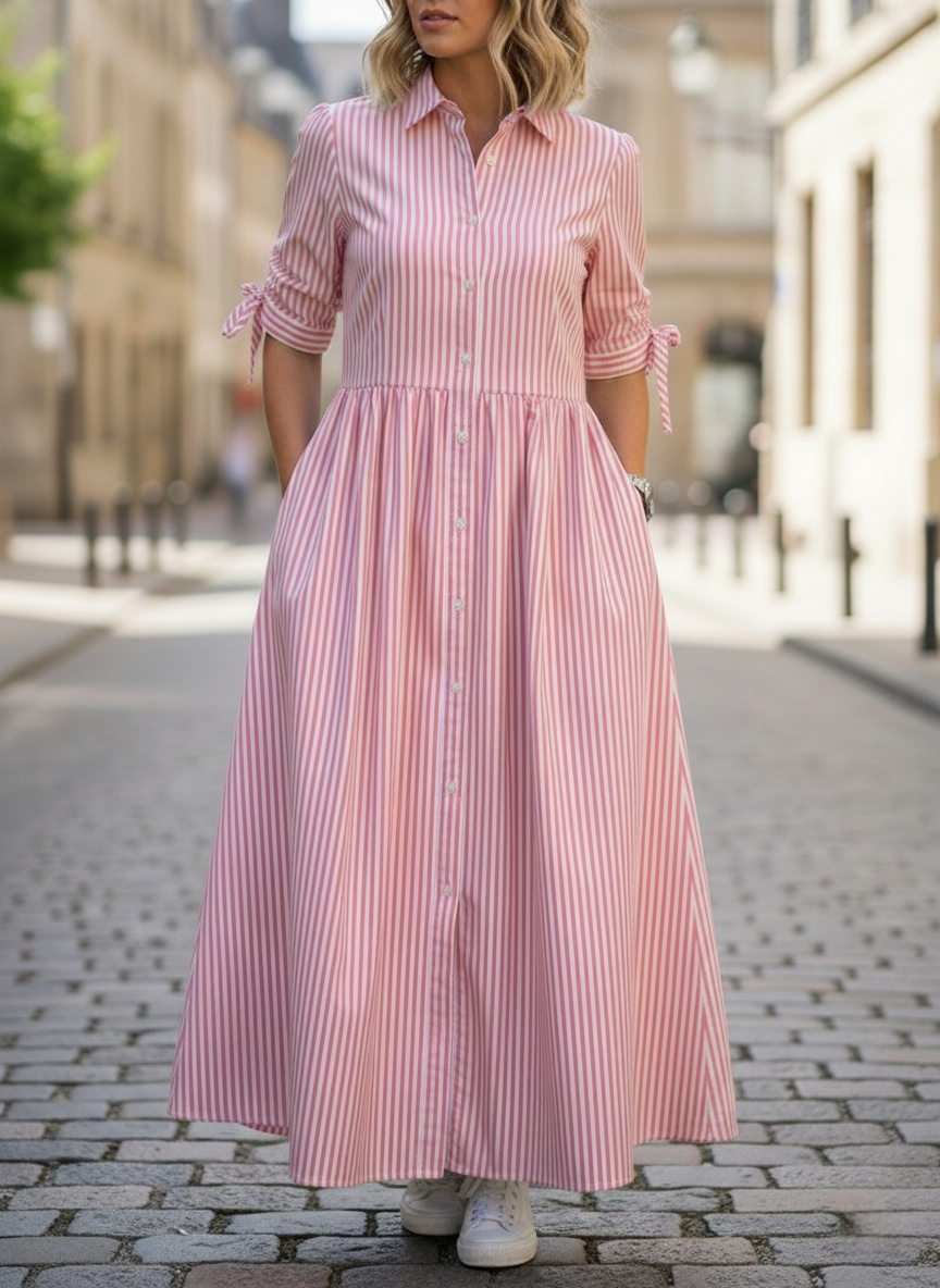 New Arrivals🔥Women’s Casual Striped Cotton Shirt Dress