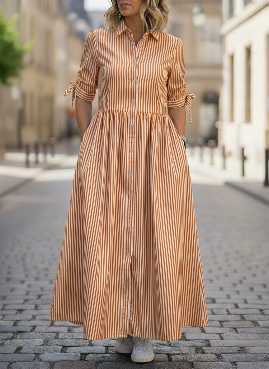 New Arrivals🔥Women’s Casual Striped Cotton Shirt Dress