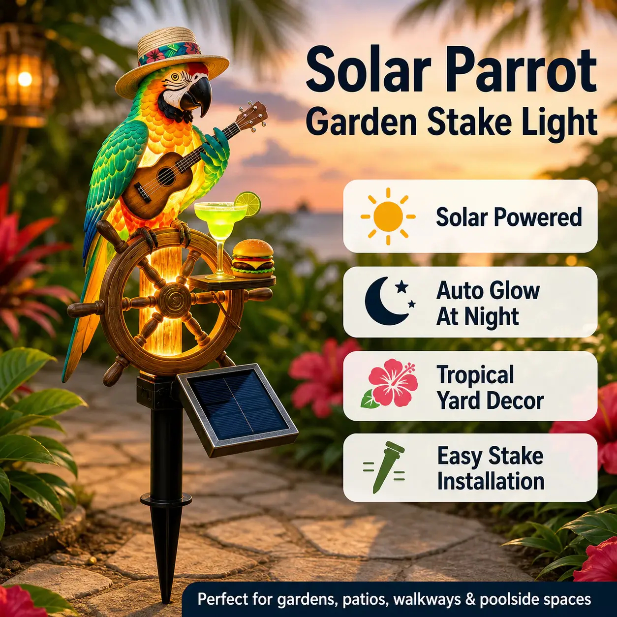 🔥Last Day 49% OFF🔥 - 🌴 Solar-Powered Parrot Garden Light