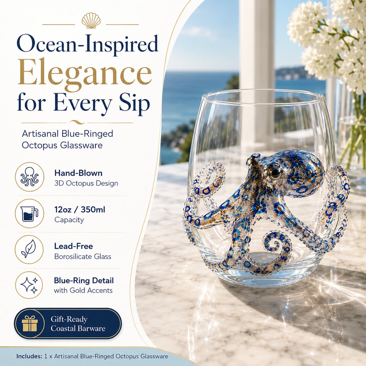 🔥 Last Day 49% OFF – 🌊 3D Ocean Animal Artisan Glassware Collection
