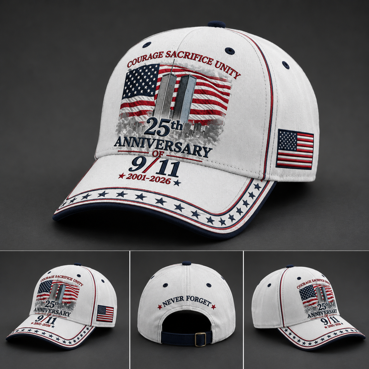 Never Forget. Always Honor-25th Anniversary 9/11 Memorial Patriot Cap