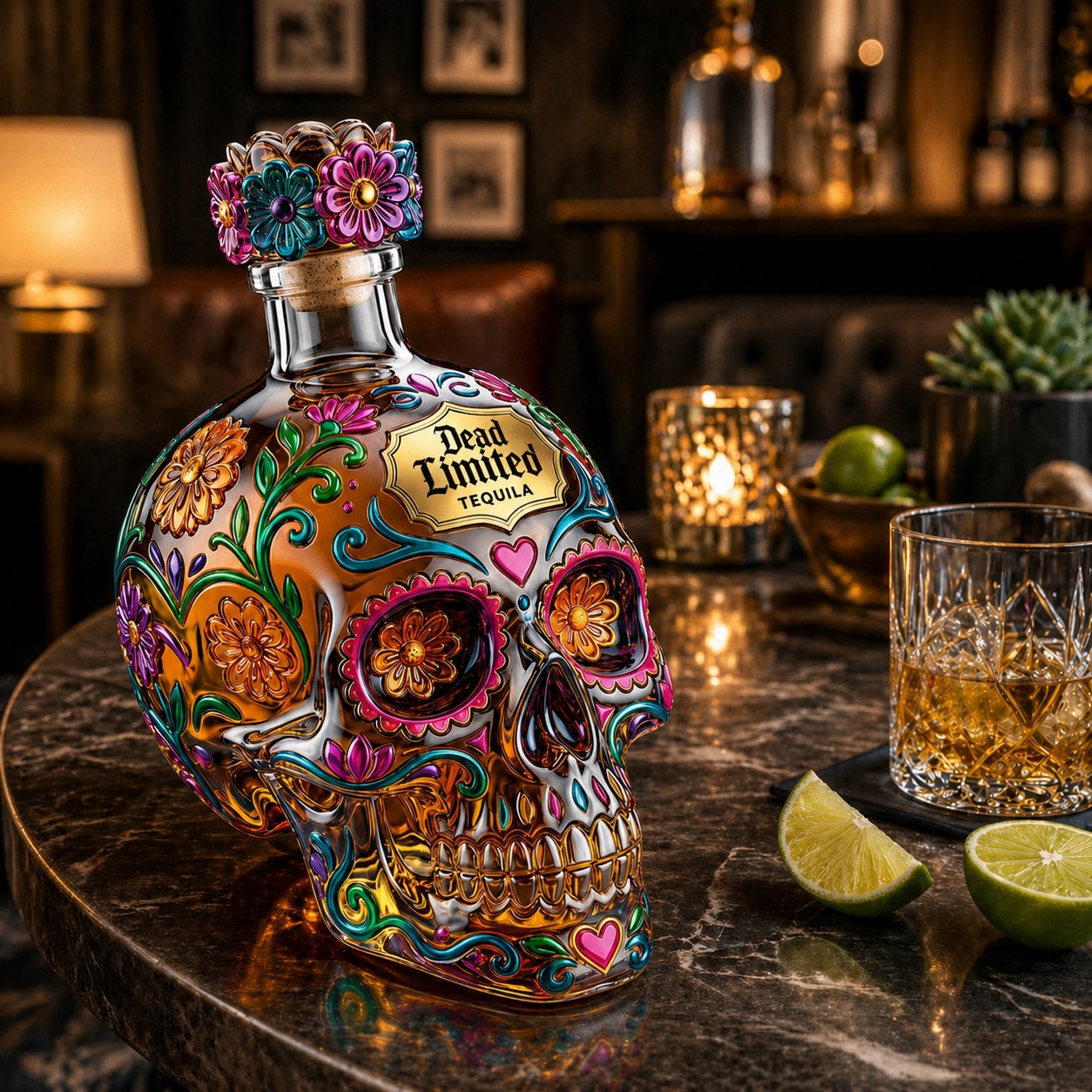 🔥🍷Mexican Festival Art Bottle – Stunning Floral Heritage Design