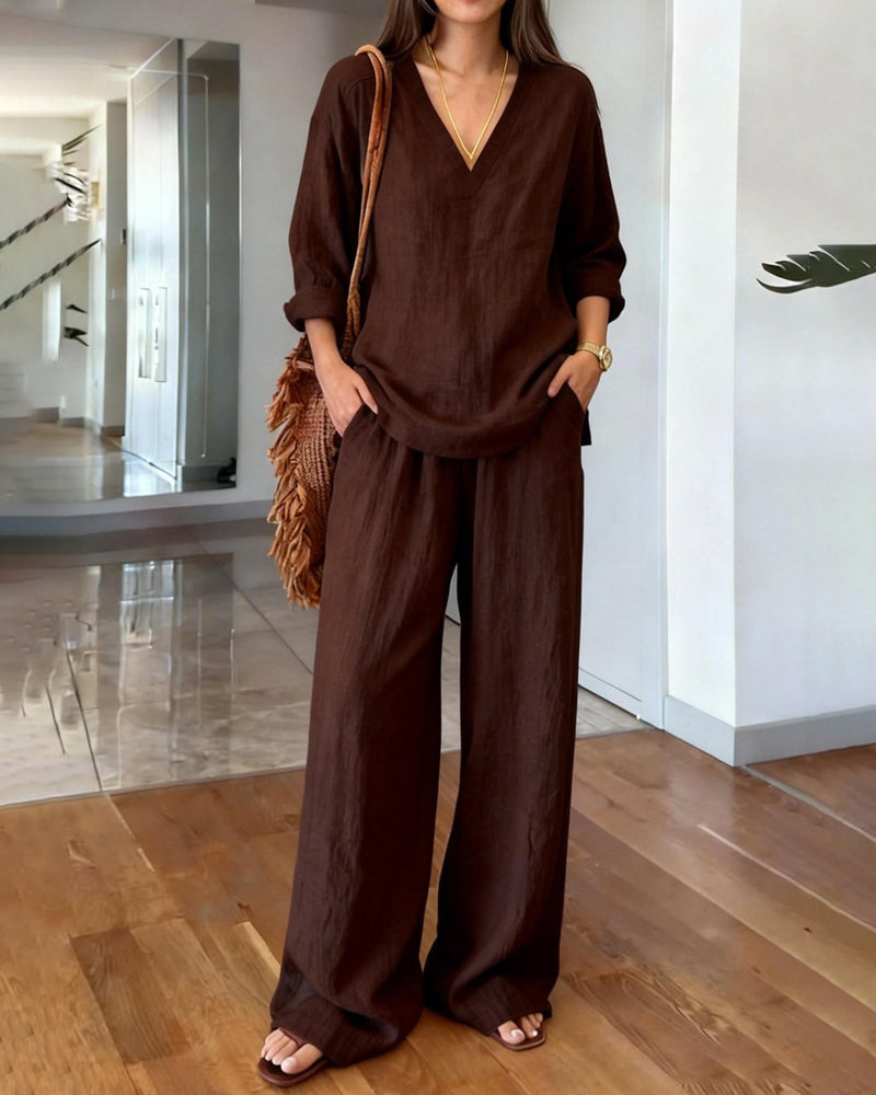 Casual Loose Fit Cotton Blend 2-Piece Set