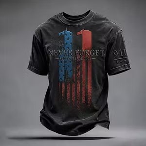 Black Never Forget American flag memorial shirt