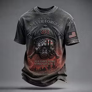 Charcoal 343 firefighter helmet memorial shirt