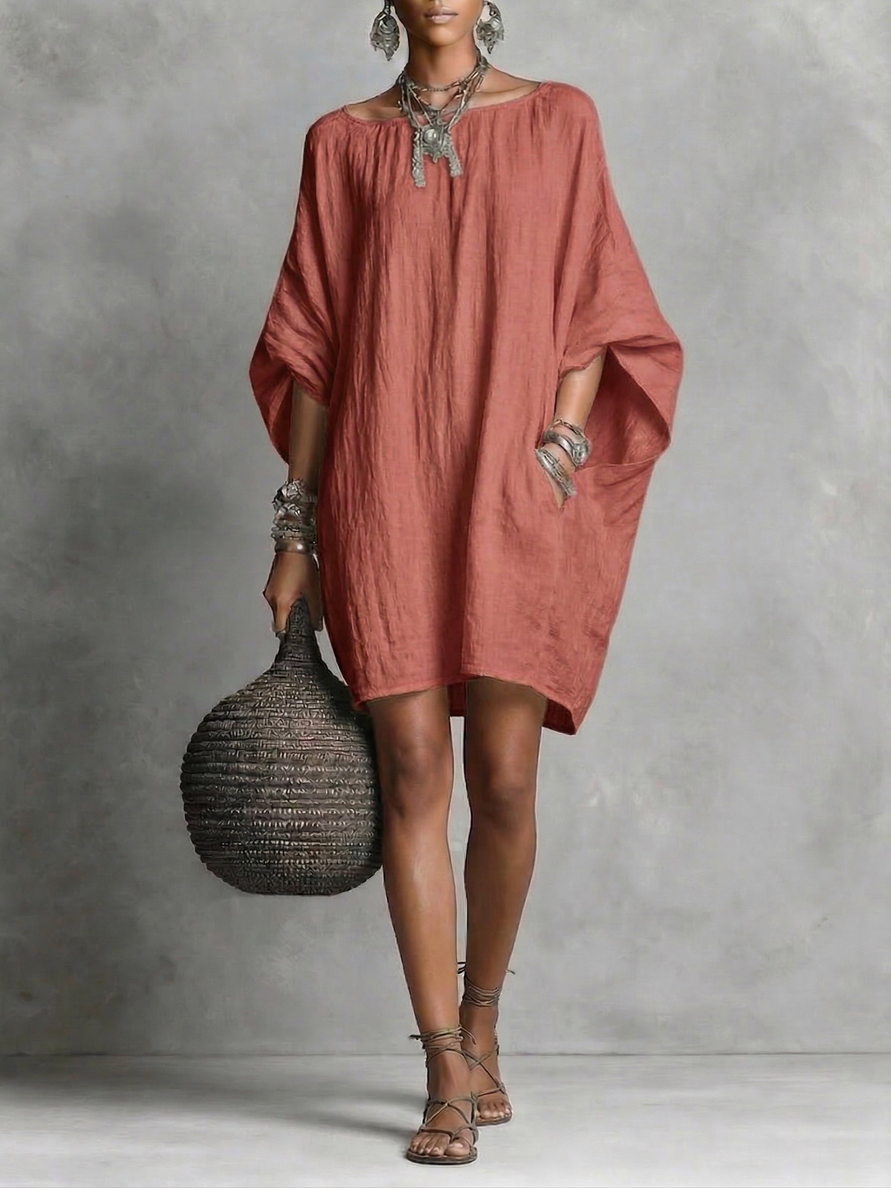 Casual cotton and linen dress