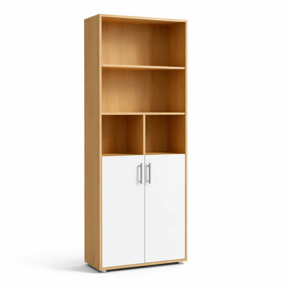 Libreria da Ufficio in Rovere e Bianco 80x34x205 cm